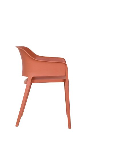 Giethoorn - Chaise empilable en polypropylène terracotta | Lot de 4