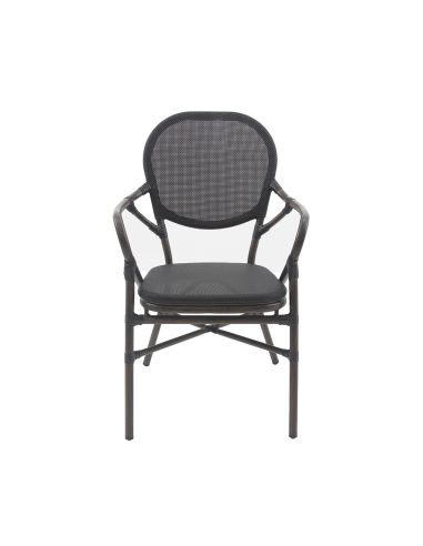 Tango - Chaise de bistrot en tissu wengé-noir mesh | Lot de 4