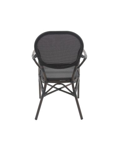 Tango - Chaise de bistrot en tissu wengé-noir mesh | Lot de 4