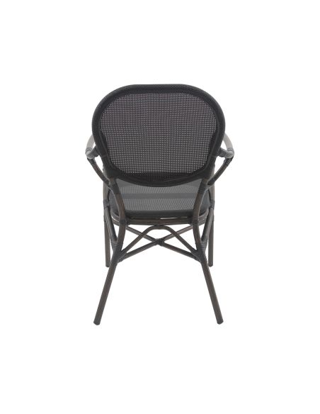 Tango - Chaise de bistrot en tissu wengé-noir mesh | Lot de 4