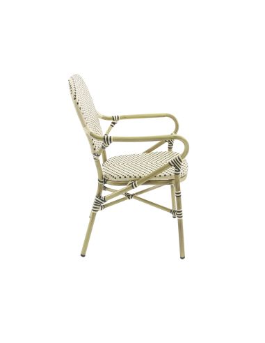 Tango - Chaise de bistrot en rotin synthétique bambou-blanc/noir | Lot de 4