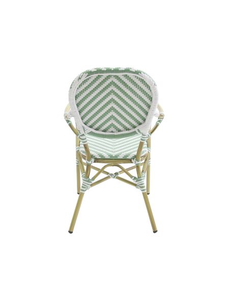 Tango - Chaise de bistrot en rotin synthétique bambou-blanc/vert pastel | Lot de 4