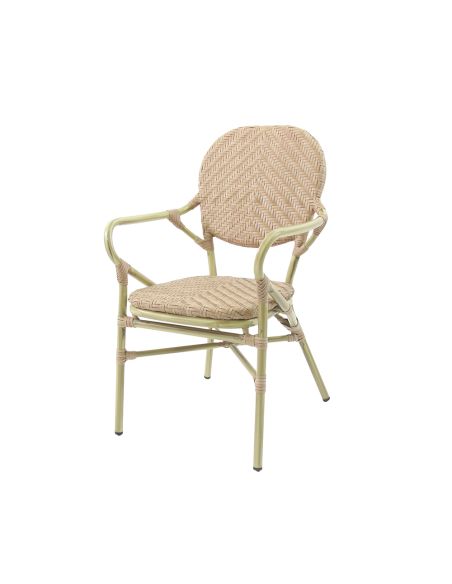 Tango - Chaise de bistrot en rotin synthétique bambou-naturel | Lot de 4