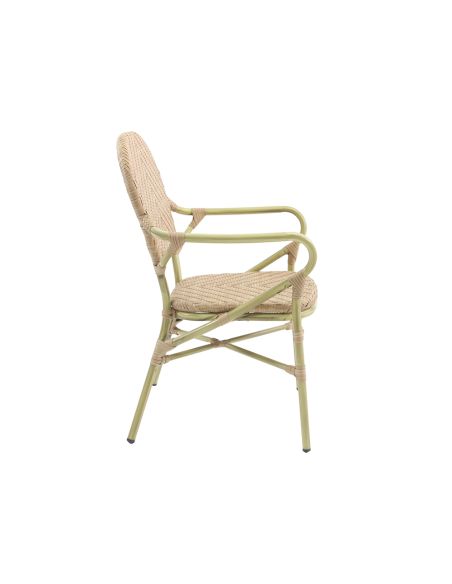 Tango - Chaise de bistrot en rotin synthétique bambou-naturel | Lot de 4