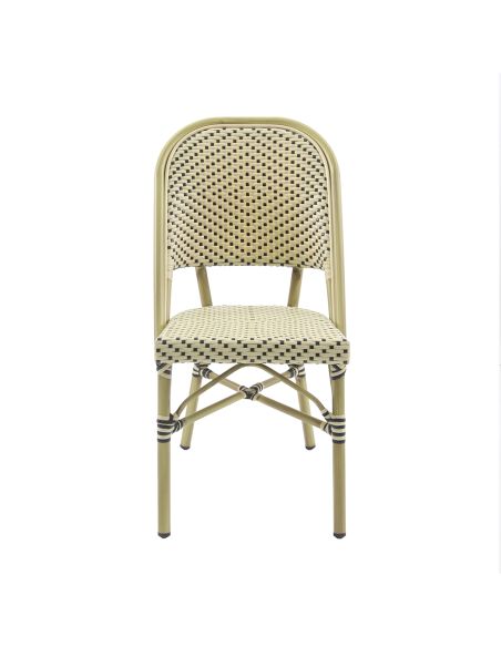 Paris - Chaise de bistrot en rotin synthétique bambou-blanc/noir | Lot de 4