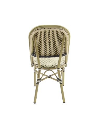 Paris - Chaise de bistrot en rotin synthétique bambou-blanc/noir | Lot de 4