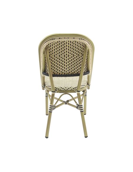 Paris - Chaise de bistrot en rotin synthétique bambou-blanc/noir | Lot de 4