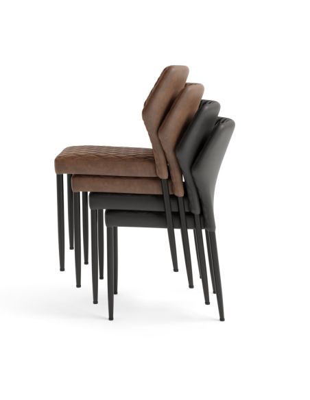 Chaise empilable Louis en simili cuir cognac ignifuge | Lot de 4