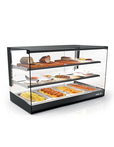 Vitrine chauffante LOGIC - Bain marie - 4 bacs GN 1/3 - 3 niveaux | Sayl Barcelona