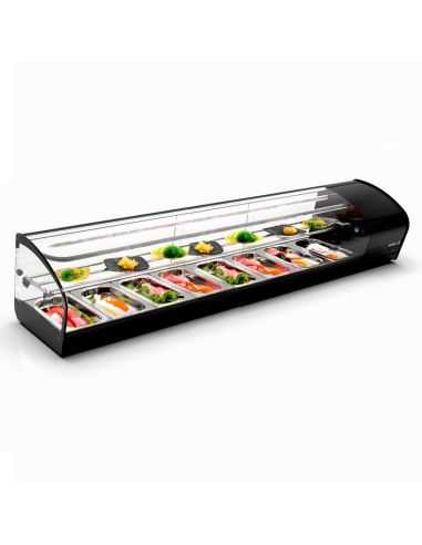 Vitrine réfrigérée à sushi SHARK - 2 niveaux - 8 bacs GN 1/3 - 1680 mm - SK28S | Sayl Barcelona