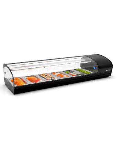 Vitrine réfrigérée à sushi SHARK - Double froid - 6 bacs GN 1/3 - 1320 mm - SK6S | Sayl Barcelona