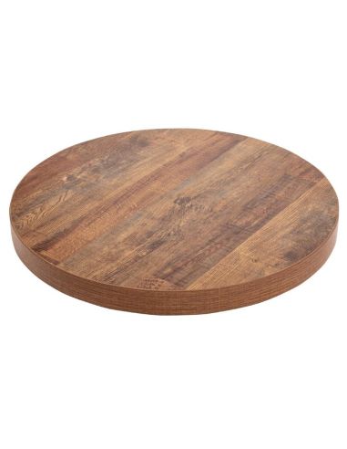 Plateau de table rond 60 cm effet bois vieilli | Bolero - DR822