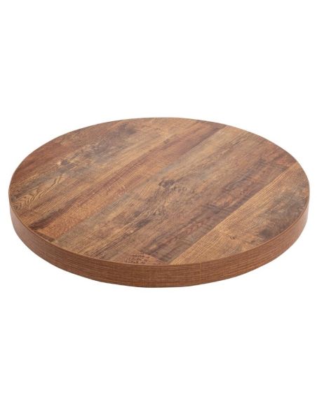 Plateau de table rond 60 cm effet bois vieilli | Bolero - DR822