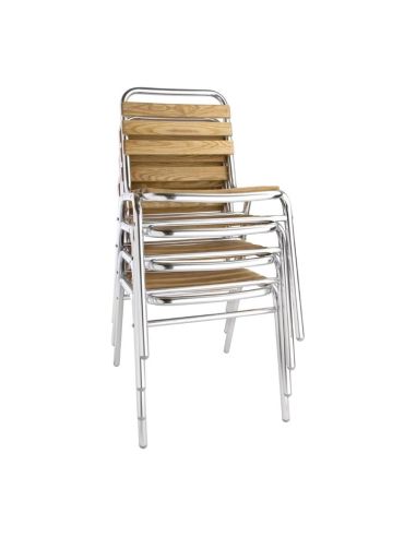 Chaises bistro frêne et aluminium | Bolero - GK997