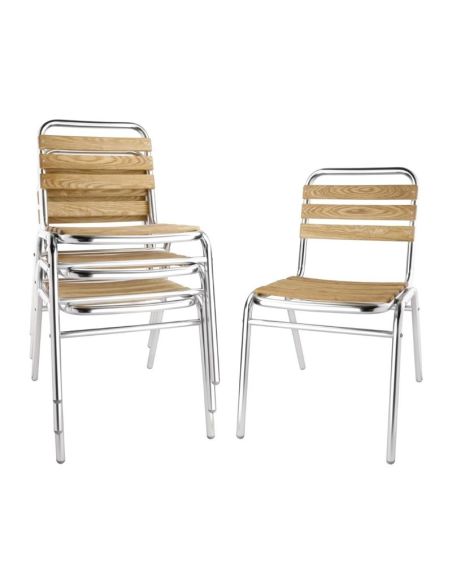 Chaises bistro frêne et aluminium | Bolero - GK997