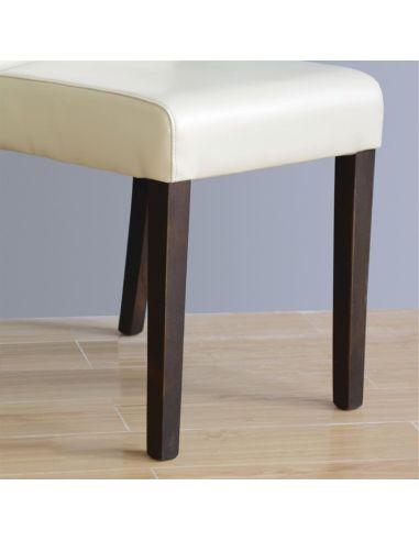 Chaises simili cuir crème rembourrées intérieur - Lot de 2 - GH444 | Bolero