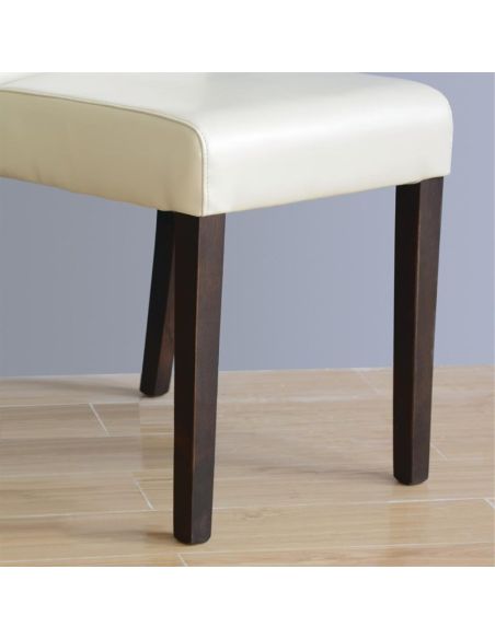 Chaises simili cuir crème rembourrées intérieur - Lot de 2 - GH444 | Bolero