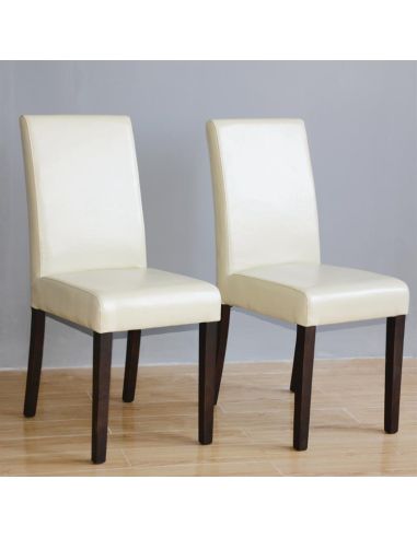 Chaises simili cuir crème rembourrées intérieur - Lot de 2 - GH444 | Bolero