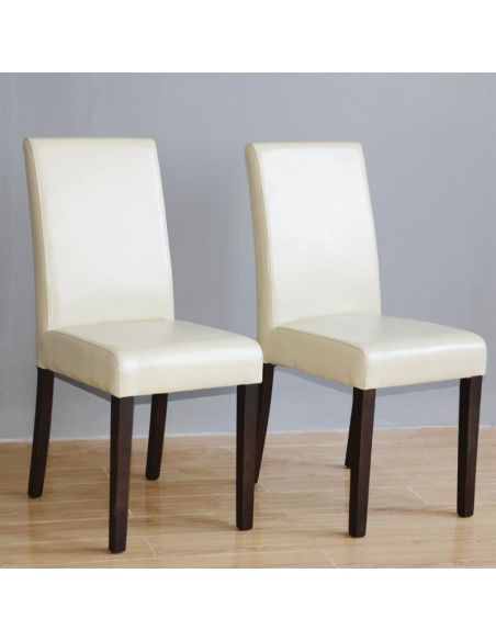 Chaises simili cuir crème rembourrées intérieur - Lot de 2 - GH444 | Bolero