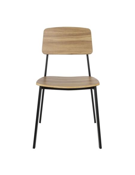 Chaises Beaufort en bois noyer et acier noir - Empilables - Lot de 2 - FU524 | Bolero