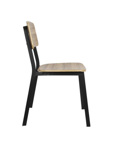 Chaises Beaufort en bois noyer et acier noir - Empilables - Lot de 2 - FU524 | Bolero