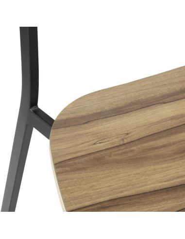 Chaises Beaufort en bois noyer et acier noir - Empilables - Lot de 2 - FU524 | Bolero