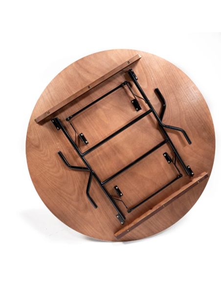 Cody - Table de banquet pliable ronde Ø 152 cm Noir/Bois