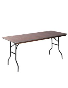 Zane - Table de banquet pliable rectangulaire 122x76 cm Noir/Bois