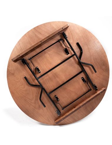 Cody - Table de banquet pliable ronde Ø 183 cm Noir/Bois