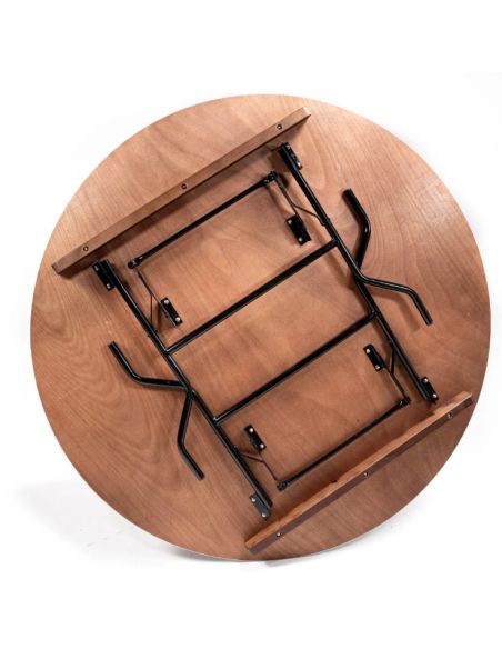 Cody - Table de banquet pliable ronde Ø 183 cm Noir/Bois