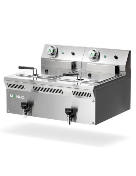 Friteuse électrique ECO-LINE - 2 x 8 litres - avec vidange - P500 | Mainho - ELF62EMG