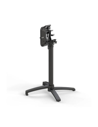 X Cross table de bistrot avec piètement noir + plateau HPL Midnight Marble Ø70 cm