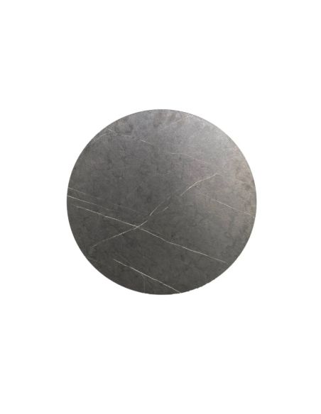 X Cross table de bistrot avec piètement noir + plateau HPL Midnight Marble Ø70 cm