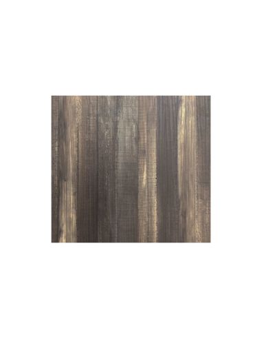 X Cross table de bistrot avec piètement noir + plateau HPL Tropical Wood 70x70 cm