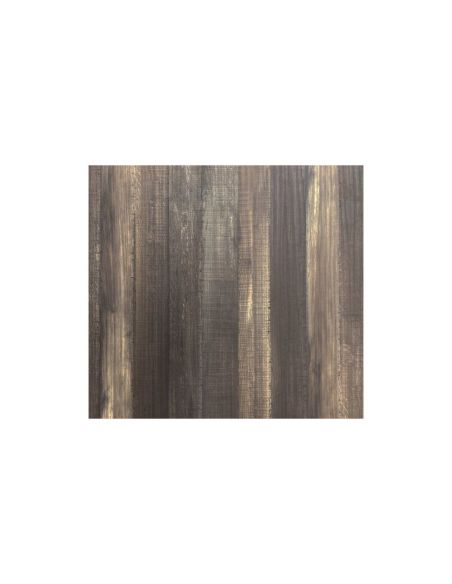 X Cross table de bistrot avec piètement noir + plateau HPL Tropical Wood 70x70 cm