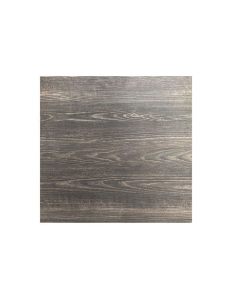 X Cross table de bistrot avec piètement noir + plateau HPL Riverwashed Wood 70x70 cm