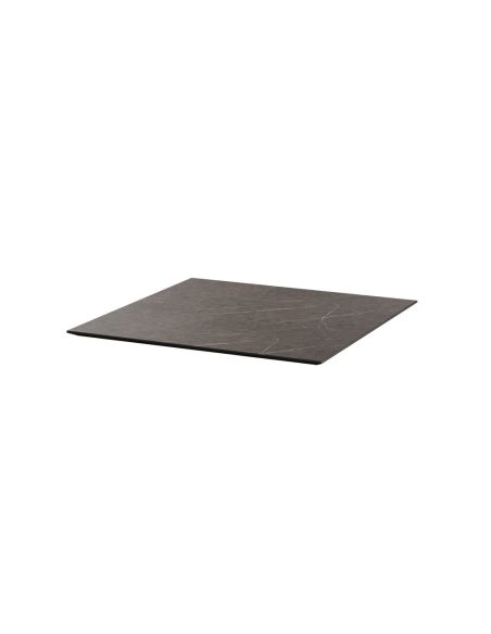 X Cross table de bistrot avec piètement noir + plateau HPL Midnight Marble 70x70 cm