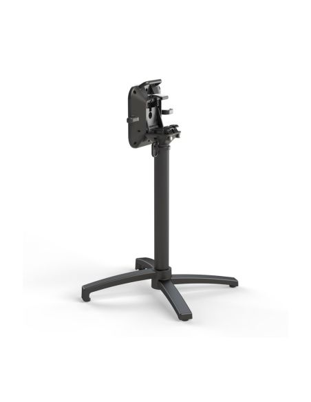 X Cross table de bistrot avec piètement noir + plateau HPL noir 70x70 cm