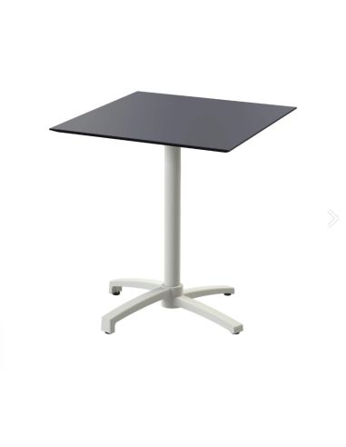 X Cross table de bistrot avec piètement sable + plateau HPL noir 70x70 cm