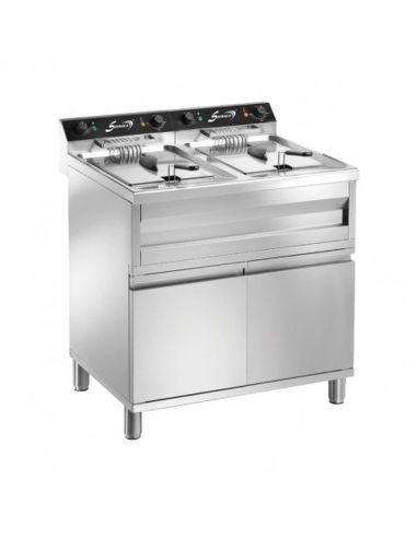 Friteuse électrique sur meuble - 2 cuves - 2 x 9 L | Sofraca