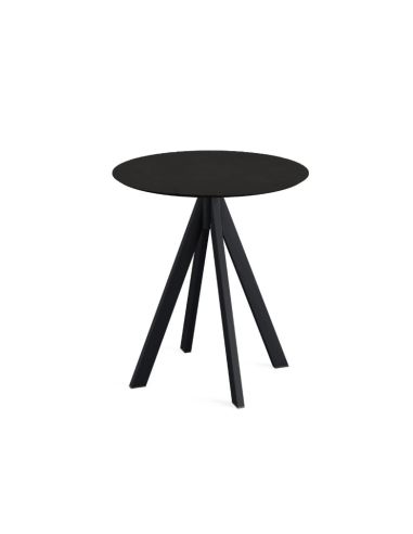 Infinity table de bistrot avec piètement noir + plateau HPL noir Ø 70 cm