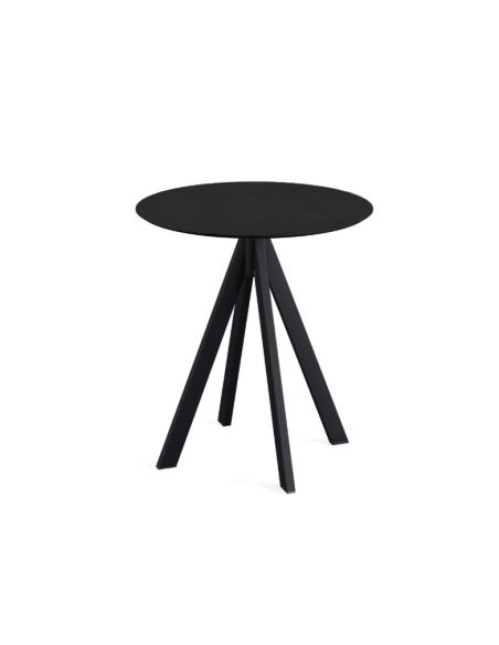 Infinity table de bistrot avec piètement noir + plateau HPL noir Ø 70 cm