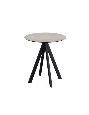 Infinity table de bistrot avec piètement noir + plateau HPL Moonstone Ø70 cm
