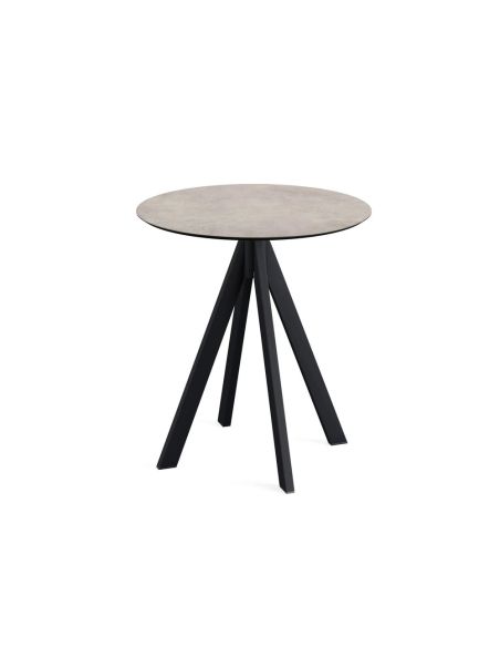 Infinity table de bistrot avec piètement noir + plateau HPL Moonstone Ø70 cm