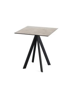Infinity table de bistrot avec piètement noir + plateau HPL Moonstone 70x70 cm