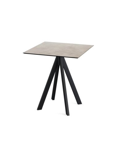 Infinity table de bistrot avec piètement noir + plateau HPL Moonstone 70x70 cm
