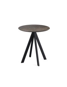 Infinity table de bistrot avec piètement noir + plateau HPL Riverwashed Wood Ø70 cm