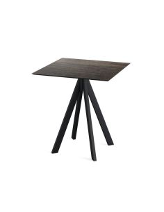 Infinity table de bistrot avec piètement noir + plateau HPL Riverwashed Wood 70x70 cm