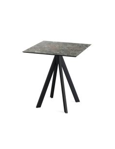 Infinity table de bistrot avec piètement noir + plateau HPL Galaxy Marble 70x70 cm