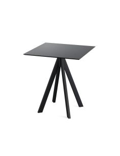 Infinity table de bistrot avec piètement noir + plateau HPL noir 70x70 cm